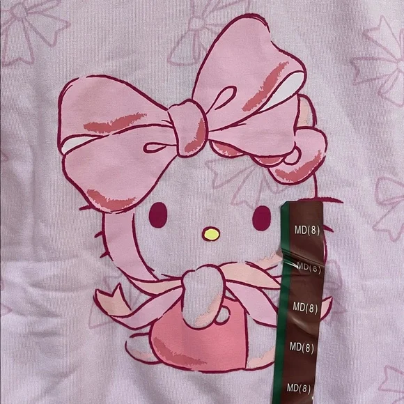 Hello Kitty Light Pink Bow Fleece Sweatshirt Kids Size Medium (Brand New) - Picture 4 of 10